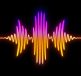 Colorful sound wave graphic on a black background